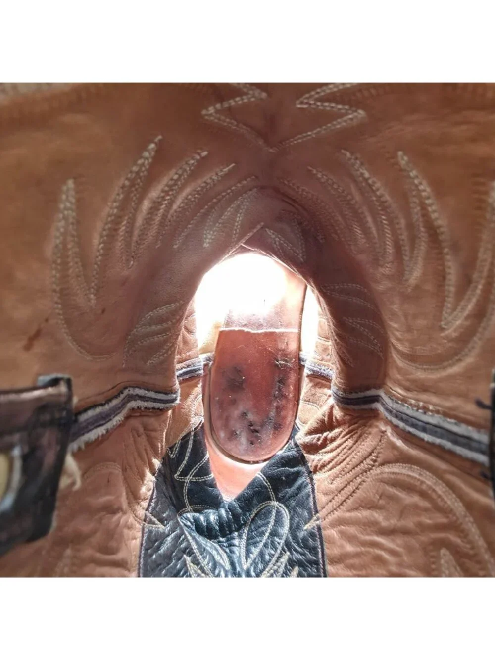 1950s? Vintage Justin Boots Black Leather Mens 10.5D Snip-toe Cowboy Western USA - Picture 15 of 16